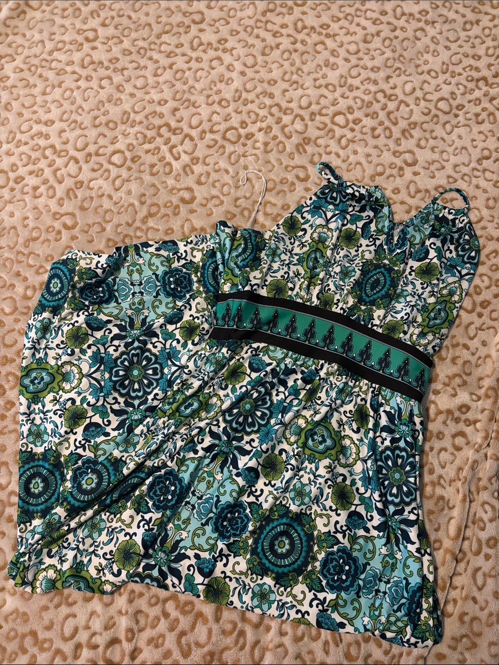 Maxi Sundress in Teal & Green Floral Print